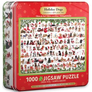 Holiday Dogs Tin Eurographics 1000 Piece Jigsaw Puzzle